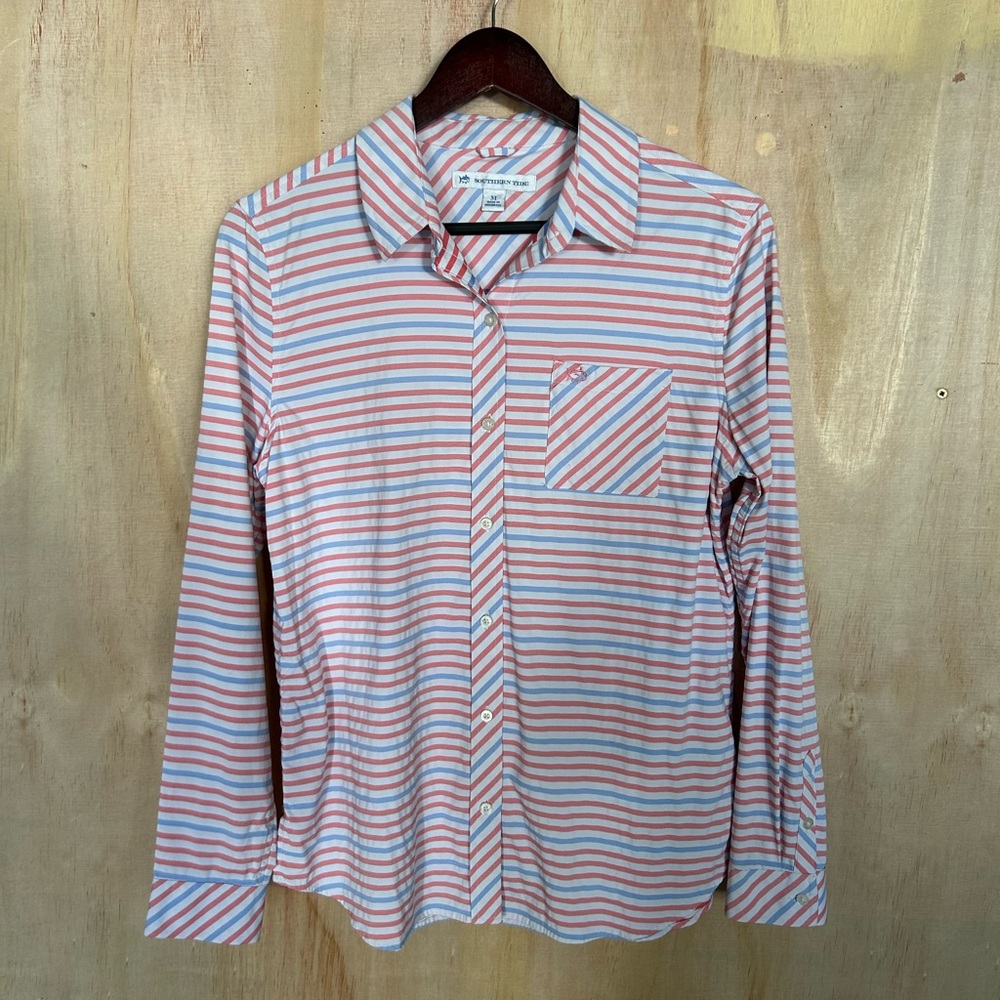 Southern Tide Men's Striped Button-Down Shirt in Pink and Light Blue